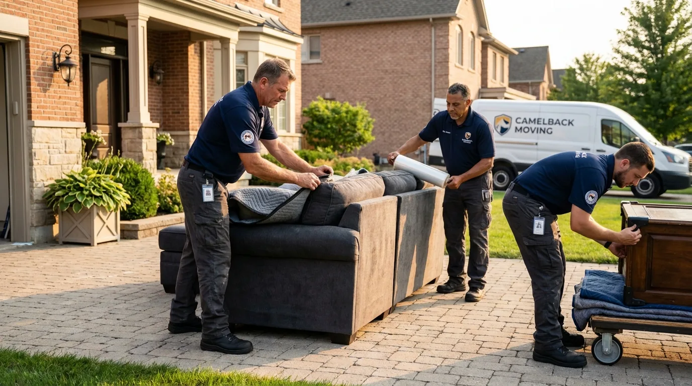 Large estate moving crew wrapping furniture in Jasper, TX