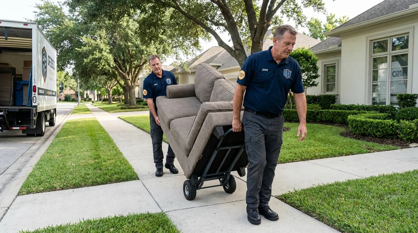Local residential moving crew loading furniture in Jasper, TX