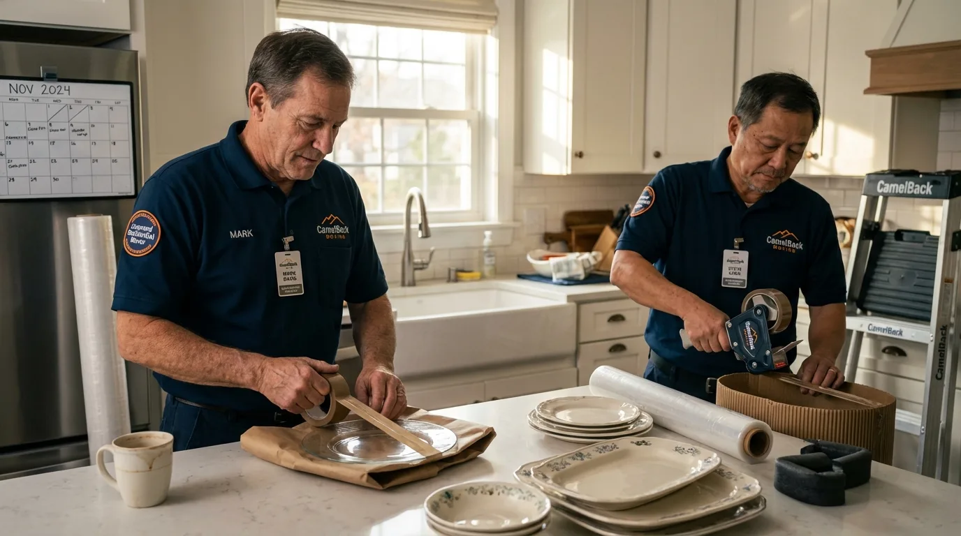 Professional crew packing kitchen dishware in Jasper, TX